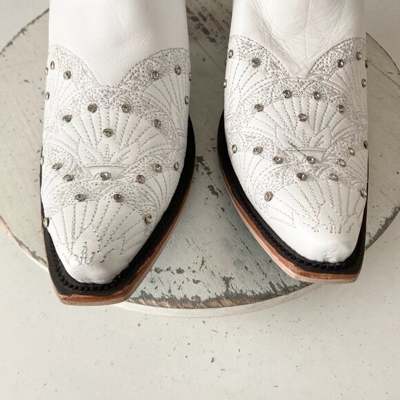 Lane CALYPSO Womens Cowboy Boots 9 White Western Cowgirl Mid Calf Pointed Toe - Picture 6 of 11